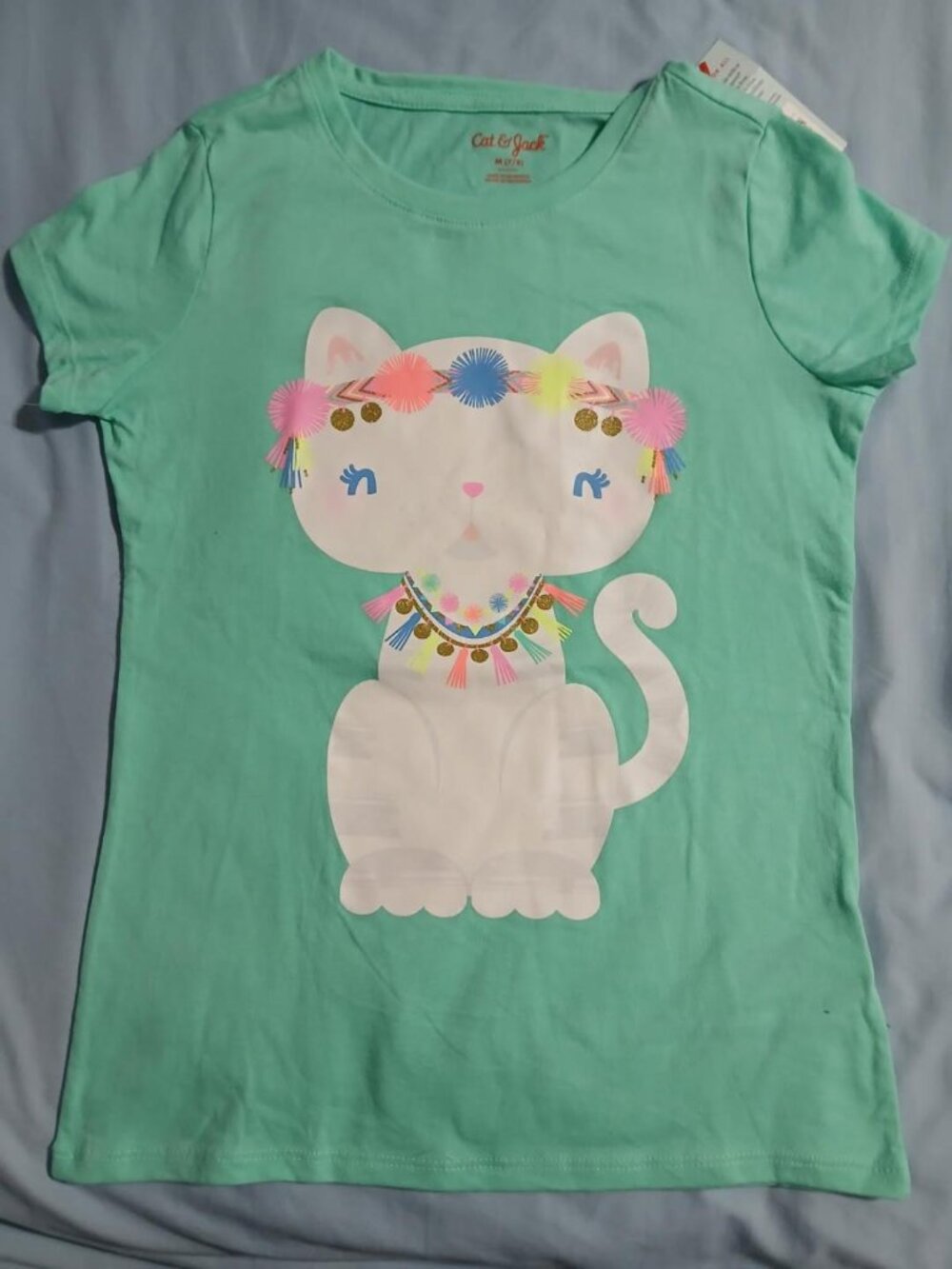 New-Iridescent green Cat shirt